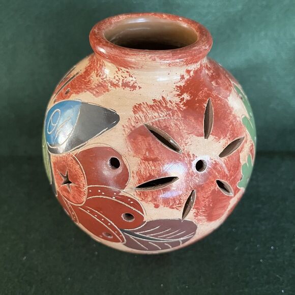 Pottery Turtle Butterfly Tropical Cut-Out Stars Votive/Battery Light Holder 5” - Picture 5 of 8